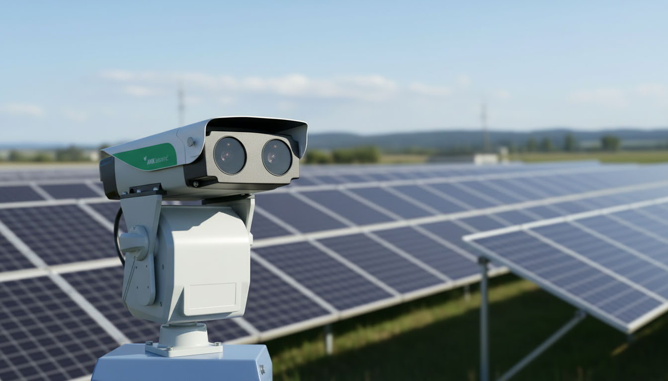 AVIX Mark II Vogelschutzgerät vor einer Photovoltaikanlage